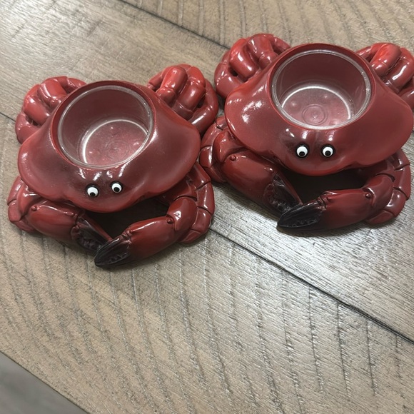 Yankee Candle Crab Tea Light Holders Beach House Nautical Set of 2 - Picture 1 of 4